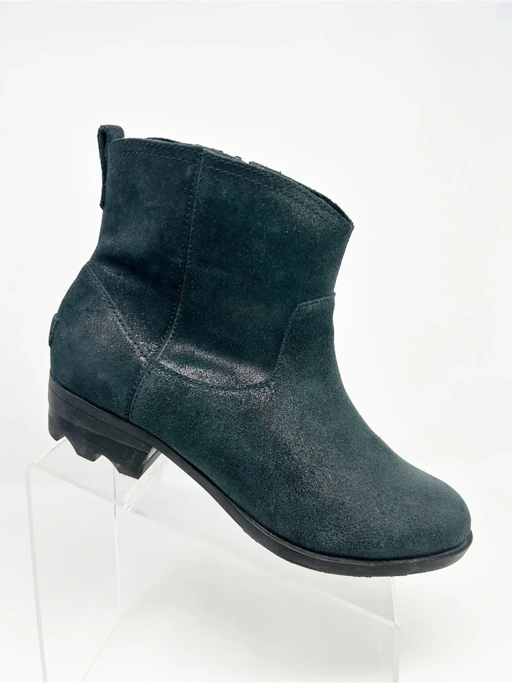 Sorel Lolla II Ankle Booties Black Metallic Side Zip Low Block Heel Size 10